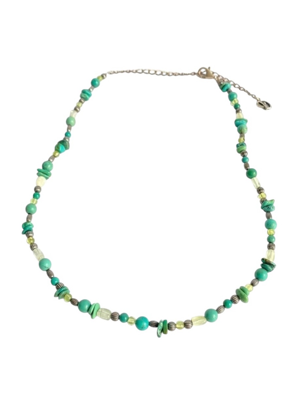 Carolyn Pollack Turquoise Nugget Necklace Gemstone Bead Sterling‎ Silver 16” 20”